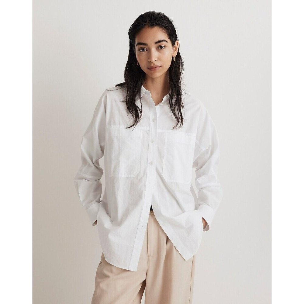 MADEWELL The Signature Poplin Dolman Shirt Oversized NO599 Size Small